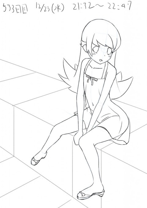 533日目 座り俯瞰 色弱でもイラストは描けるのか