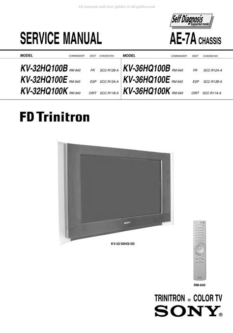 Download Sony Kv 32fx66 Trinitron Color Tv Service Manual