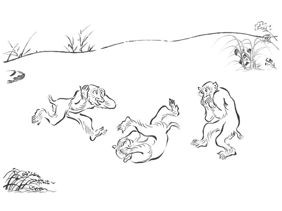 Client Works 年賀状の申 葛飾北斎の 鳥獣戯画 Tsumura Illustration Studio 和風イラストレーター