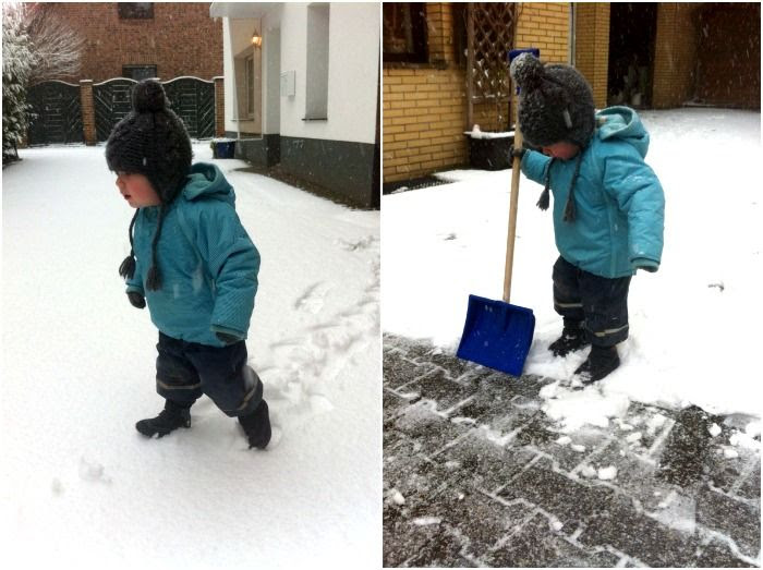 Jannes schippt Schnee