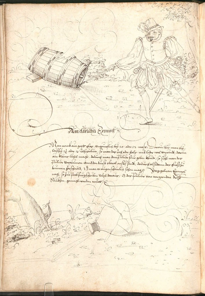 Early Modern manuscript warfare drawing -  Artilleriebuch 1582 BSB a