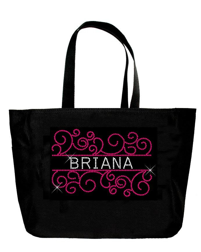 Personalized Scroll Frame Rhinestone Tote Bag - Bride Tote Bag ...