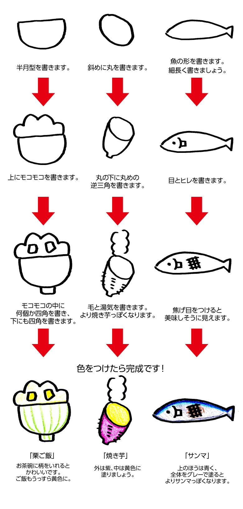 秋の手書きpop用イラストを書こう ドラッグストアてんとうむし