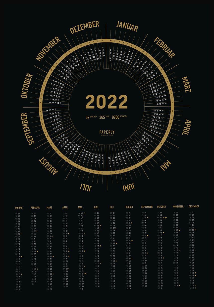 Kalender 2022 Schwarz Gold