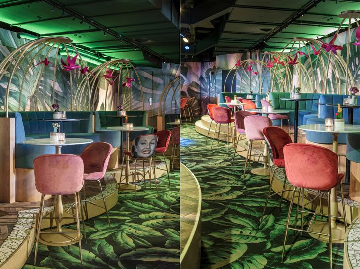 "colourful seating Crazy Pianos music club ElEquipoCreativo indiaartndesign"