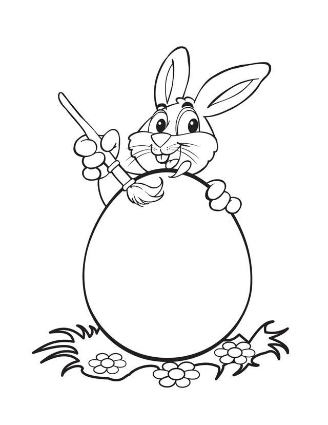Easter coloring pages: Bunny painting egg