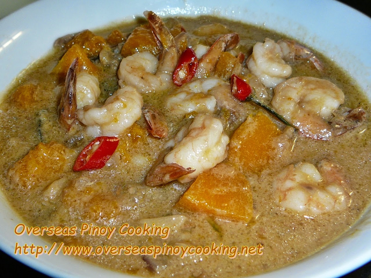 Ginataang Sugpo at Kalabasa, Prawn and Pumpkin in Coconut Milk