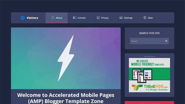 VLETTERS AMP Blogger Template free Download kare Hindi me