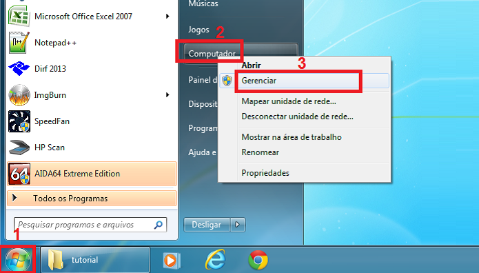 Acessando o gerenciamento do computador no Windows (Foto: Reprodução/Edivaldo Brito)