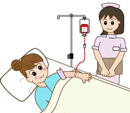 輸血する女性患者と看護師 メディカルイラスト図鑑 無料の医療 美容素材集