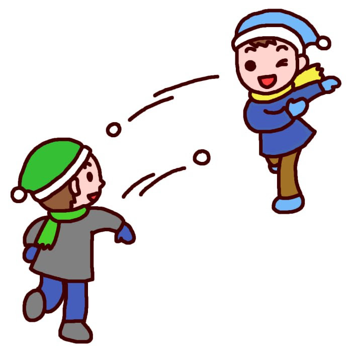 雪合戦 カラー 雪2 雪だるま 雪遊び 冬の季節 行事イラスト