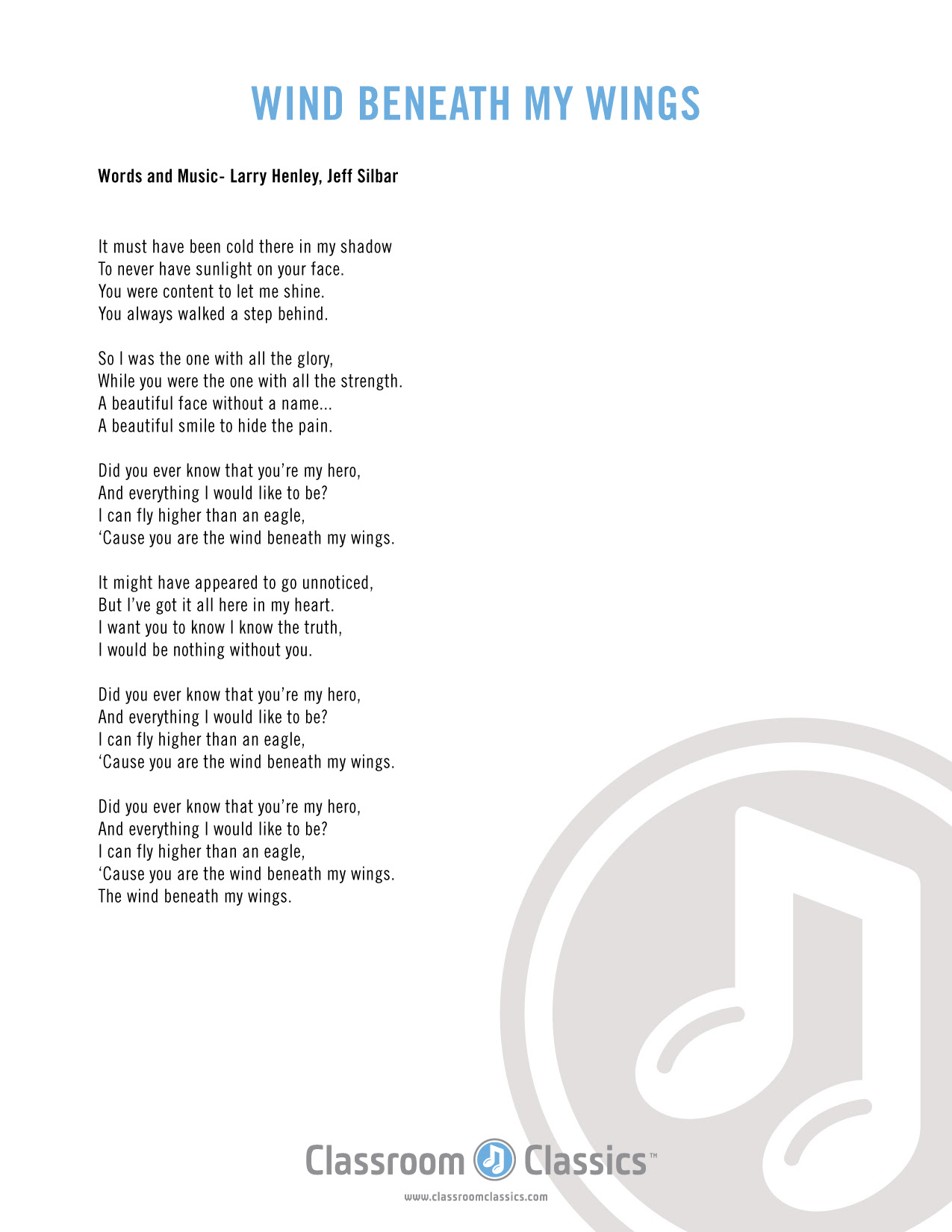 Wind beneath my wings text