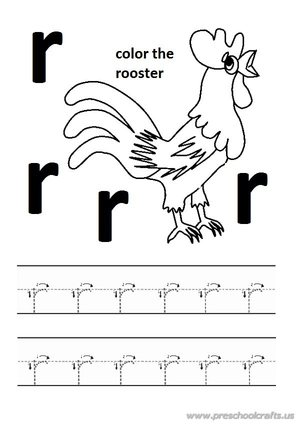 Trace the lowercase letter r worksheet for preschooler ...