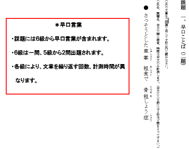 課題例 検定について 日本滑舌能力検定協会