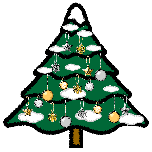 手書き風でかわいいクリスマスツリー2の無料イラスト 商用フリー オイデ43