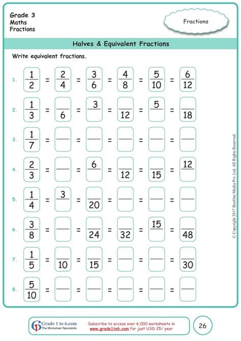  fraction for 3rd grade