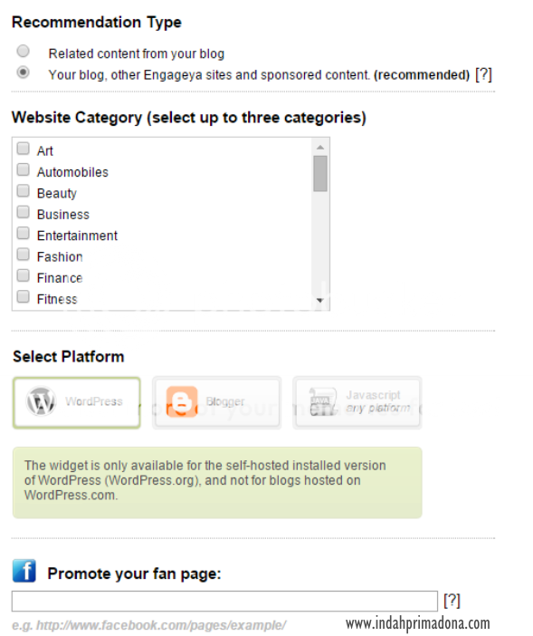 indahprimadona.com, cara membuat link artikel terkait, widget for blog, engageya