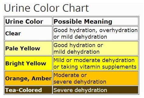  urine color chart for dehydration ehealthstar urinal natural