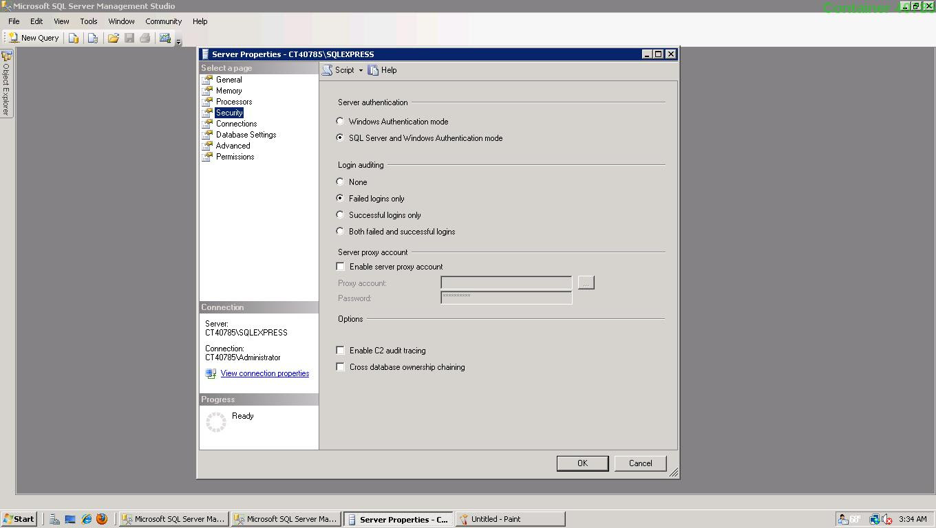SQL Server Authentication dialog