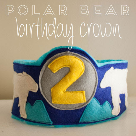 felt birthday crown polar bear octopus dinosaur