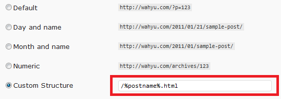 Permalink Setting Wordpress