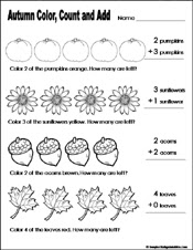 Preschool and Kindergarten Fall Math Worksheets
