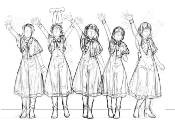 メイキング Last Aice5 えんじ色衣装編 2 下描き Pixia Nd なおこのつくえ