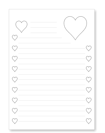 Briefpapier Liebesbrief Herzen kostenlos ausdrucken