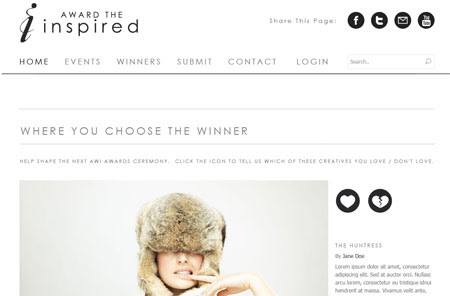 Award The Inspired - Clean website design