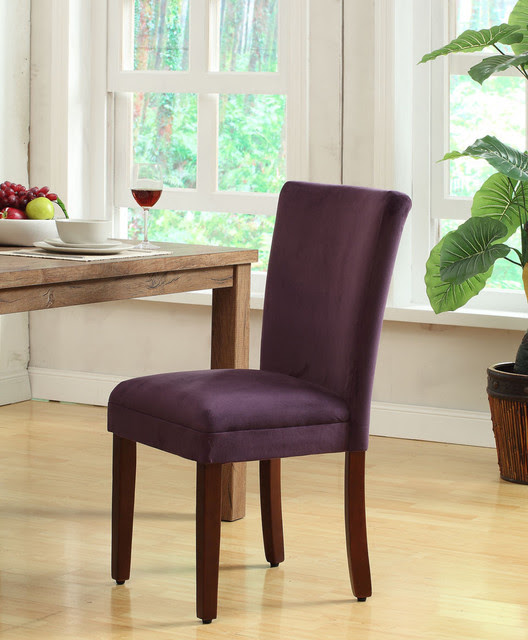 Rich Plum Aubergine Velvet Parsons Dining Chair (Set of 2 ...