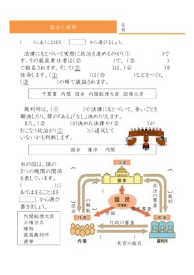 ドリルズ 小学6年生 社会 の無料学習プリント社会 内閣と裁判所