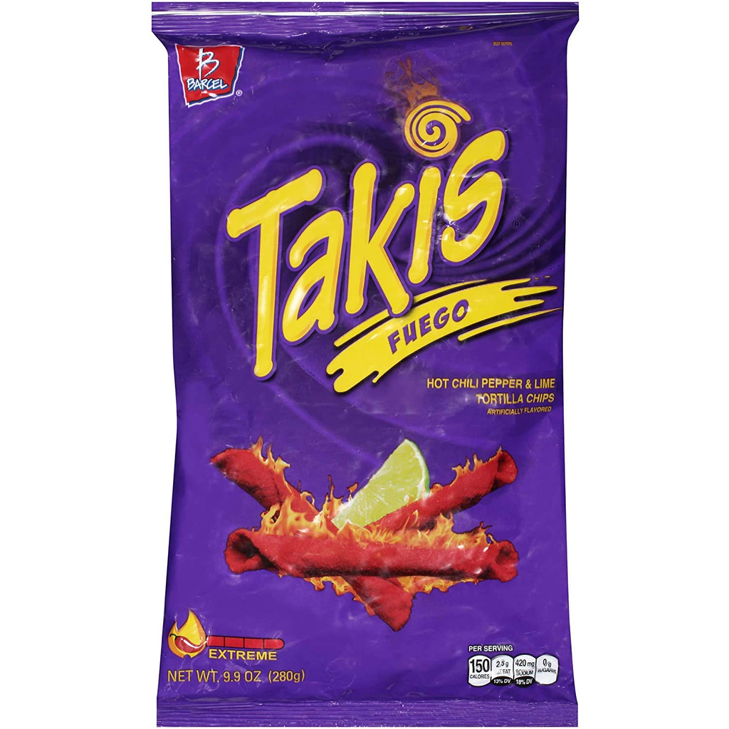 Takis Fuego Hot Chili Pepper & Lime Tortilla Chips, 9.9-Ounce ...