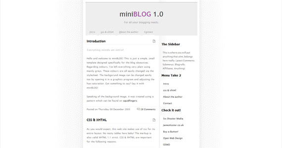 miniblog-xhtml-css-template