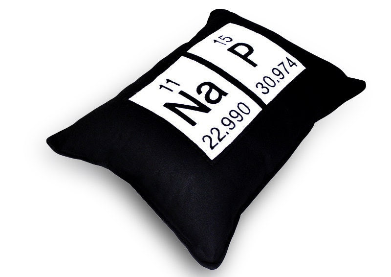 Periodic Table Geeky  Nap Pillow -  Chemistry Elements  -  Black Cotton Embroidered