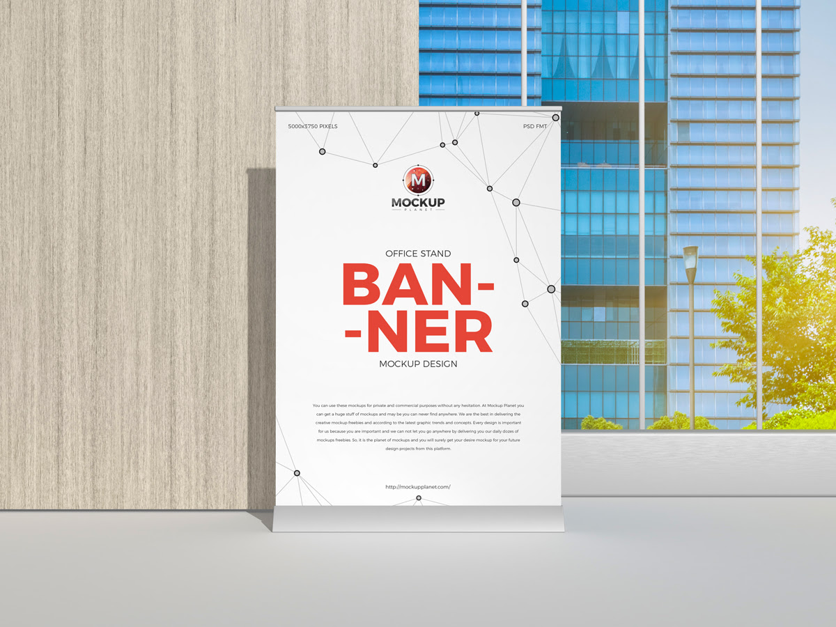 Download Free Office Stand Banner Mockup Design Mockup Planet