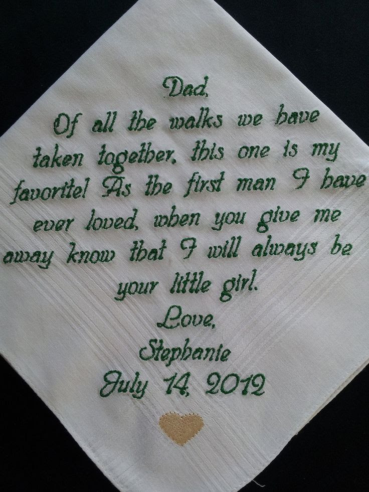 Oh geez. personalized wedding handkerchief for father of the bride. $28.00, via Etsy.