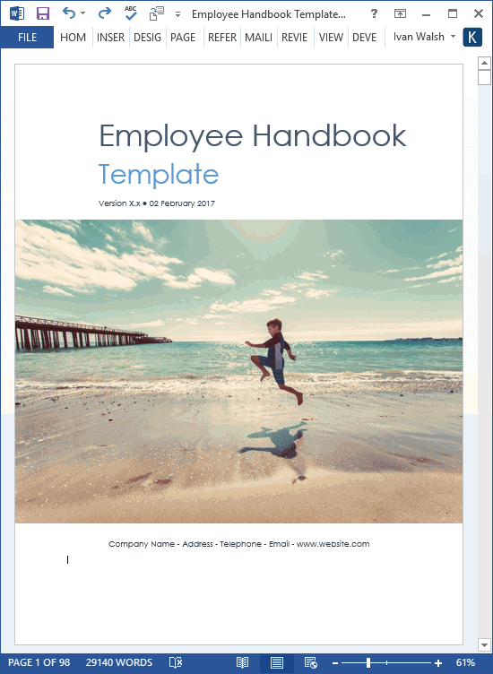 Employee Handbook Template – Download 100 pg MS Word ...
