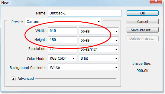 Creating a new document in Photoshop