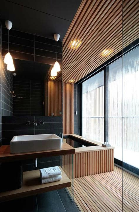 Photo courtesy of bisazza photo by: 45 Stylish And Cozy Wooden Bathroom Designs - DigsDigs