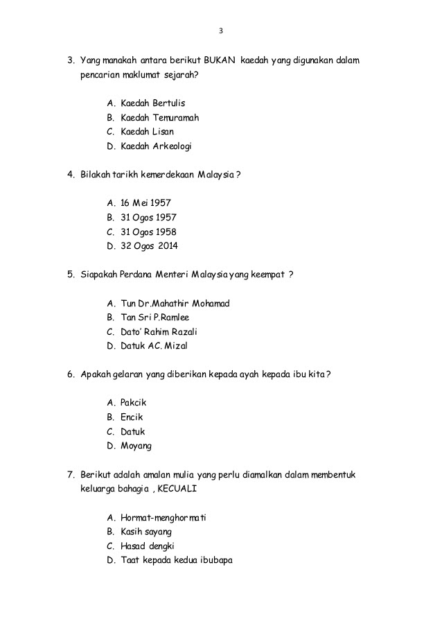Soalan Sejarah Tahun 4 Jawerposts