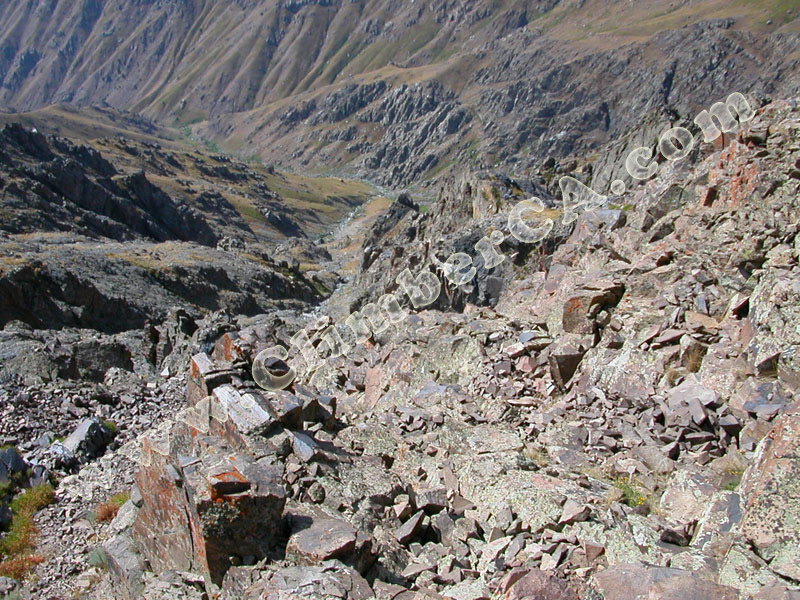 tien shan mountains. Mountain river head.