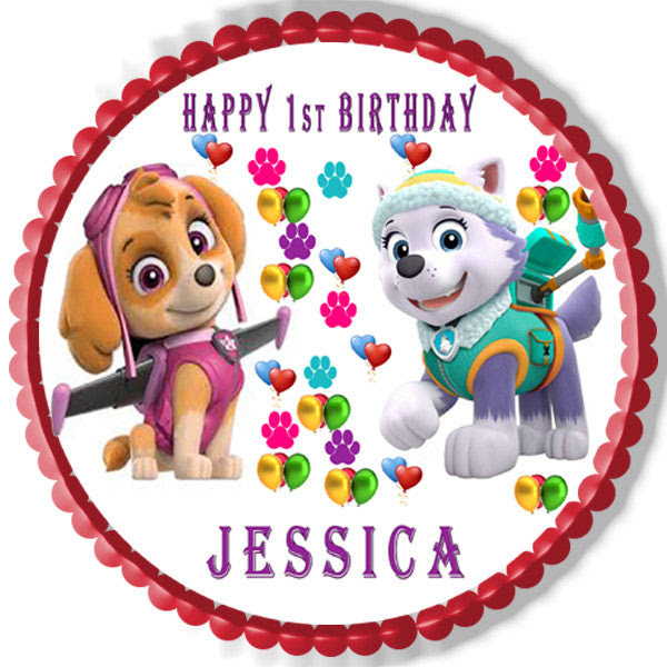 Paw Patrol Everest and Skye - Edible Cake Topper OR ...