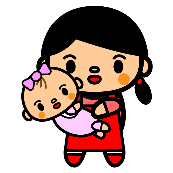 かわいいお母さんと一緒の赤ちゃんの無料イラスト 商用フリー オイデ43