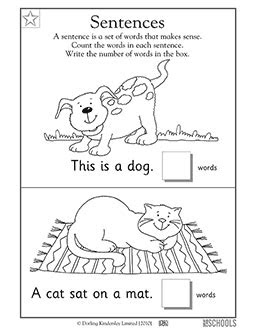 kindergarten preschool math reading worksheets sentences 1