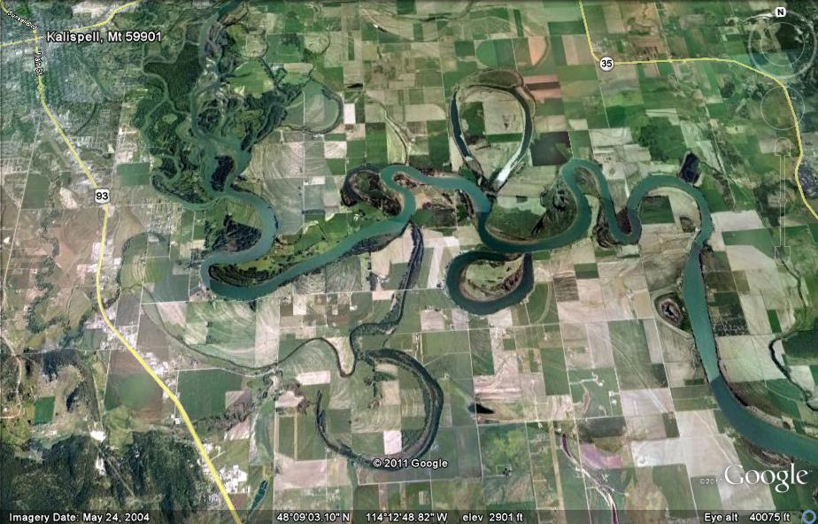oxbow lake formation. to see several oxbow lakes