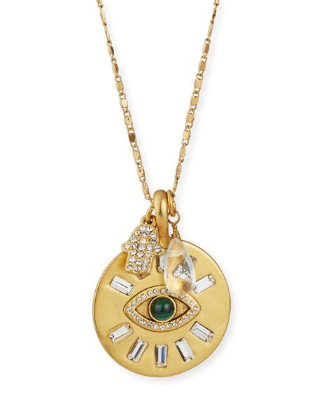 Being able to choose the measurement is a real plus. Sequin Long Evil Eye Talisman Necklace, 32"L | Neiman Marcus