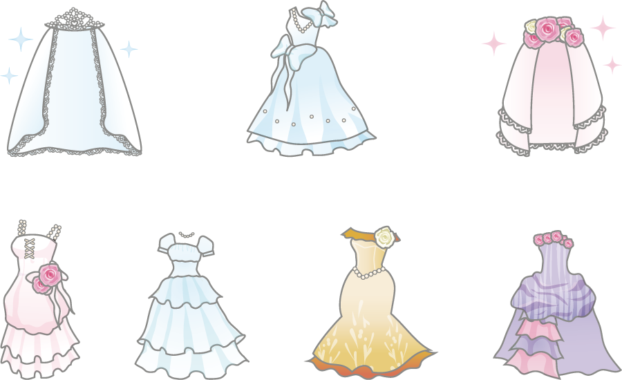 フリーイラスト ウェディングドレスとベールのセットでアハ体験 Gahag 著作権フリー写真 イラスト素材集