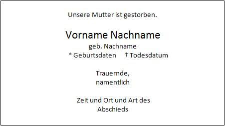 Todesanzeigen Muster | beileid.de