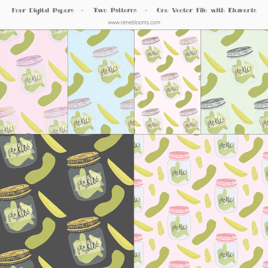 Pickle Papers and Patterns Vector by SunnyFunLane