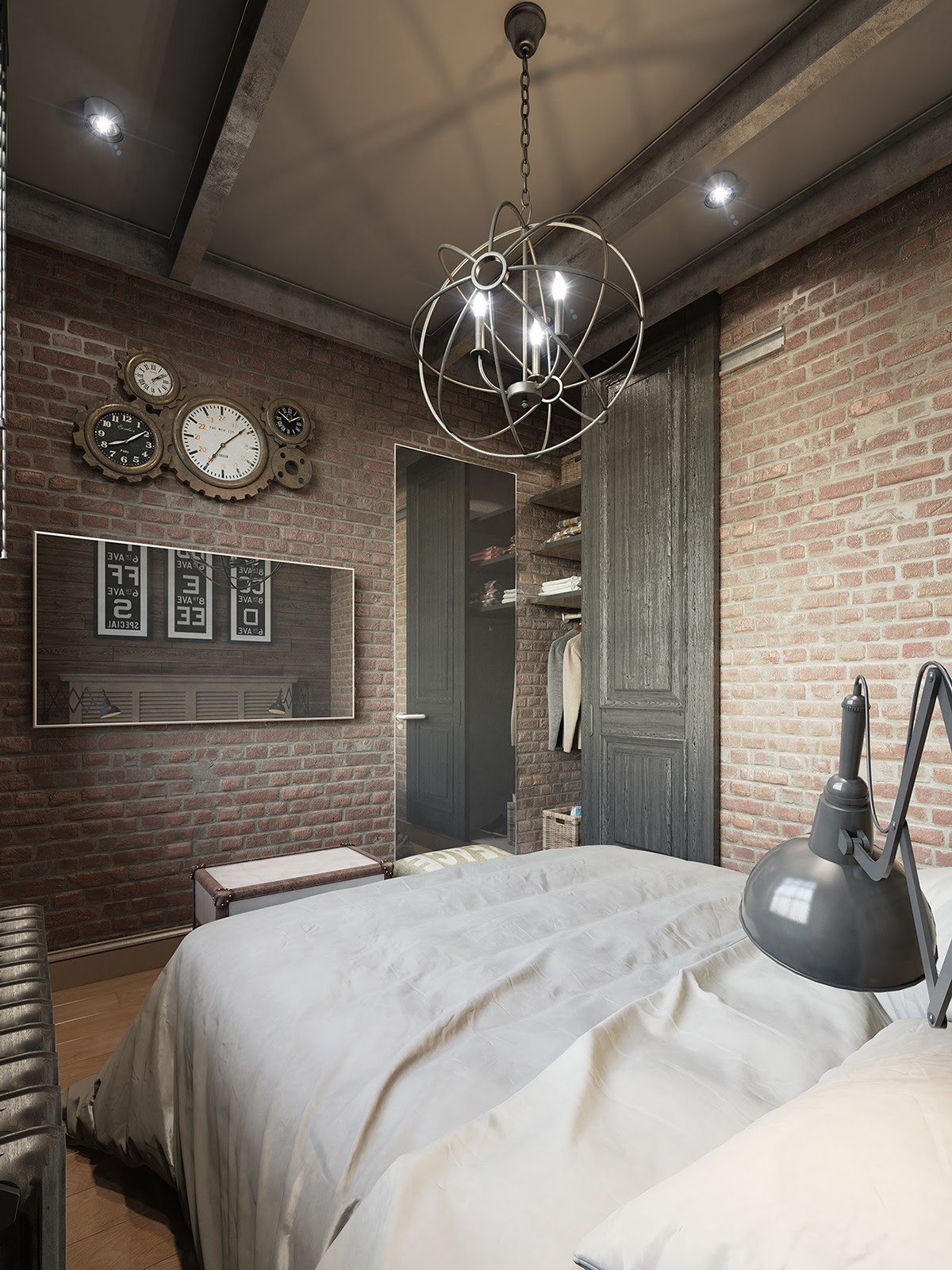 Three Dark Colored Loft Apartments with iExposedi iBricki Walls Three Dark Colored Loft Apartments with iExposedi iBricki Walls